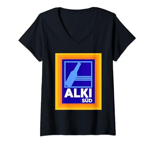 Damen Alki Süd Parodie Alkohol Saufen Party Malle Meme T-Shirt mit V-Ausschnitt Damen Alki Süd Parodie Alkohol Saufen Party Malle Meme T-Shirt mit V-Ausschnitt von Mallorca Spruch Geschenke Feier