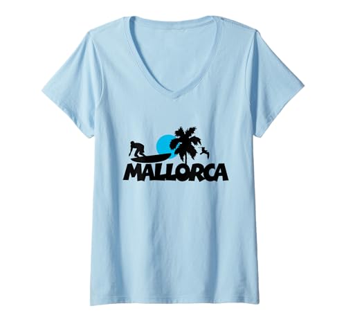 Damen Mallorca Surf T-Shirt mit V-Ausschnitt Damen Mallorca Surf T-Shirt mit V-Ausschnitt von Mallorca T-Shirts & Gifts