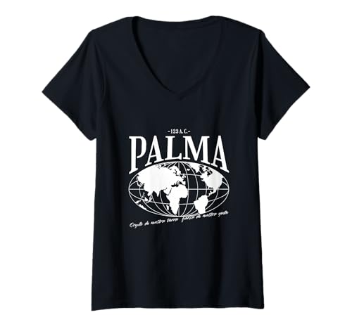 Damen Palma de Mallorca Heimat Stolz T-Shirt mit V-Ausschnitt Damen Palma de Mallorca Heimat Stolz T-Shirt mit V-Ausschnitt von Mallorquiner Spruch Liebe Geschenkidee