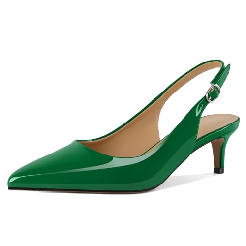 Mallyteeds Slingback-Absätze für Damen, spitzer Zehenbereich, Kätzchen, niedriger Absatz, Pumps, Schuhe, Damen, für Kleid, 5,1 cm, Grün , 37.5 EU Mallyteeds Slingback-Absätze für Damen, spitzer Zehenbereich, Kätzchen, niedriger Absatz, Pumps, Schuhe, Damen, für Kleid, 5,1 cm, Grün , 37.5 EU von Mallyteeds
