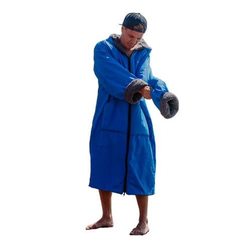 Malo'o Surfparka für Erwachsene, langärmelig, Sherpa-Futter, wasserdicht und winddicht, Wickelmantel, Bade-Parka, 2 Größen, Königsblau, S-M von Malo'o