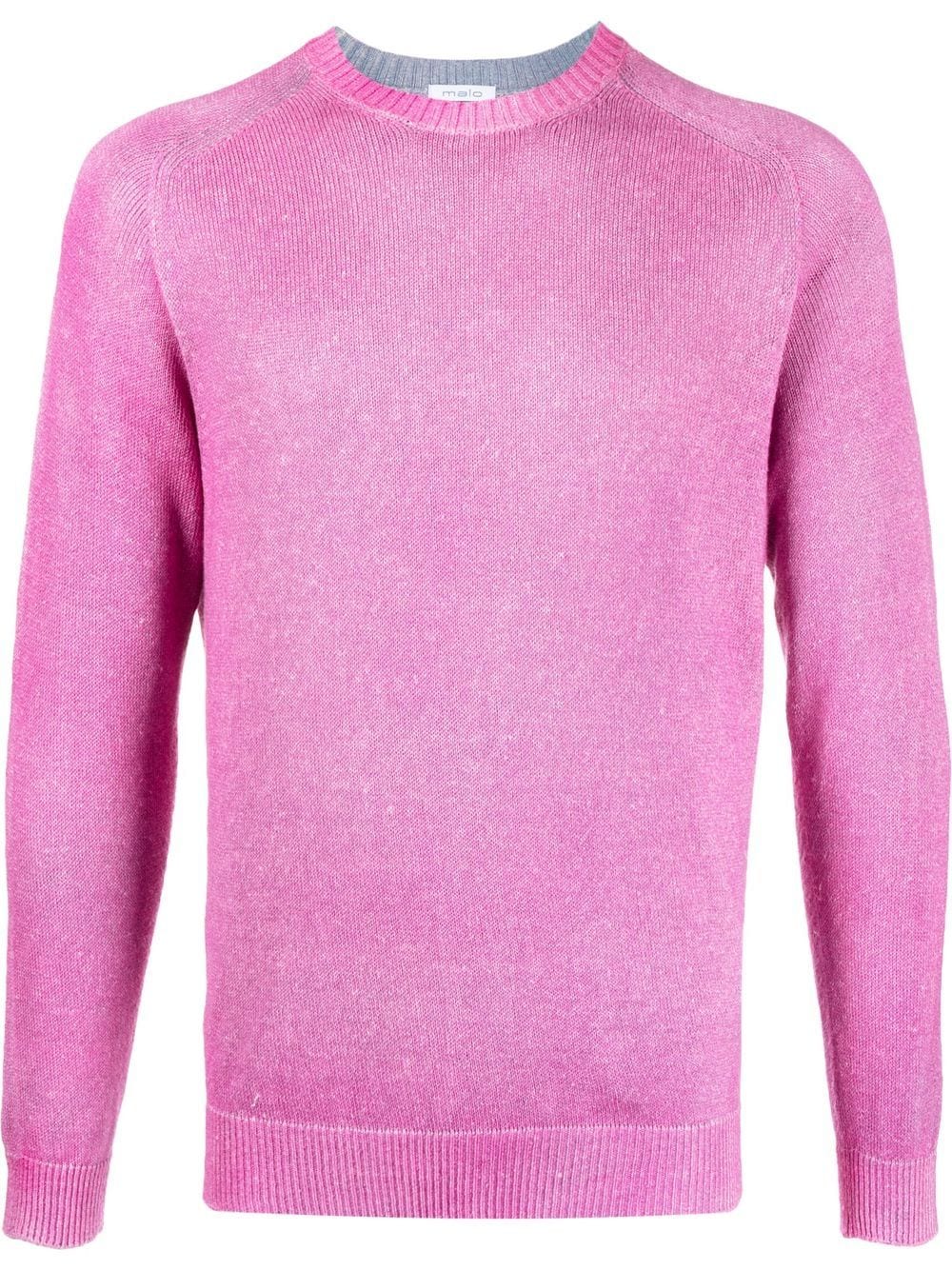 Malo Langarmshirt mit rundem Ausschnitt - Rosa von Malo