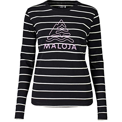 Maloja Damen Cotschunm. Langarmshirt, Schwarz (Moonless Stripe 8248), Medium von Maloja