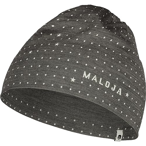 Maloja Krippensteinm. Beanie Schwarz - Merino Schnelltrocknende elastische Multisport Mütze, Größe One Size - Farbe Moon von Maloja