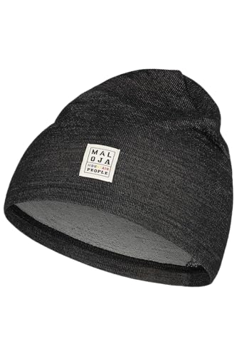 Maloja Liascham. Beanie Schwarz - Merino Schnelltrocknende elastische Mütze, Größe One Size - Farbe Moonless von Maloja