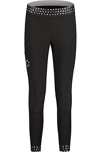 Maloja W Flaasm. Leggings Schwarz - Atmungsaktive elastische Damen Hybrid Langlaufhose, Größe L - Farbe Moonless von Maloja