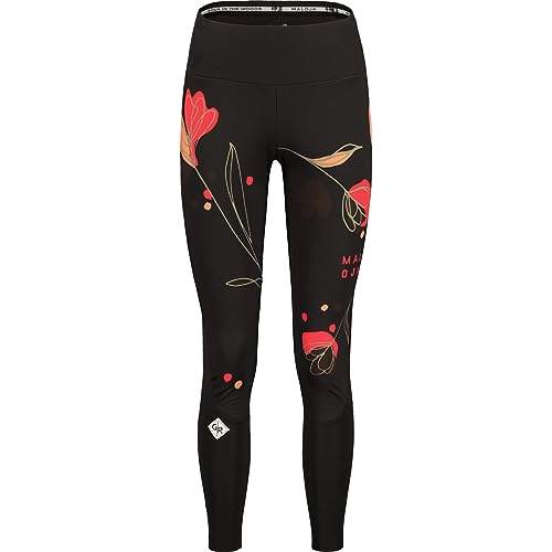 Maloja W Raukem. Leggings Schwarz - Funktionale Sportive Damen Multisport-Tights, Größe L - Farbe Moonless Alpflower von Maloja