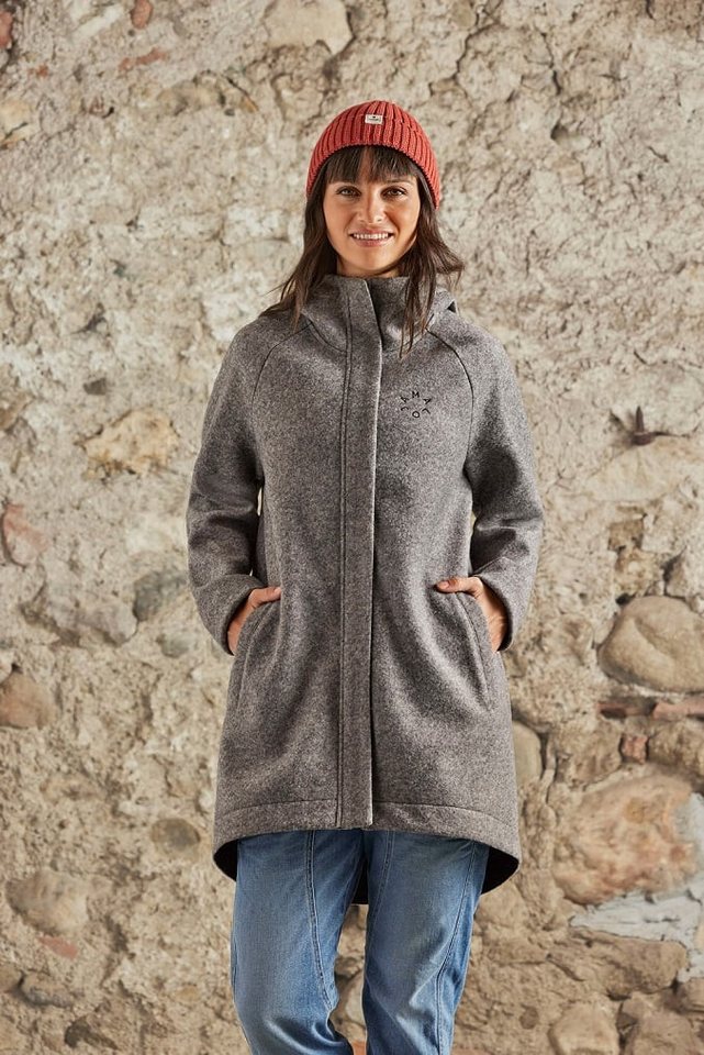 Maloja Wintermantel LupiciaM Urban Alpine Wool Coat (mit Kapuze, Bonded Wool, warm) grau von Maloja