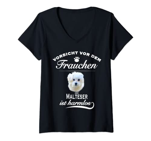 Damen Malteser Tshirts - Malteser Hund - Malteser T-Shirt mit V-Ausschnitt von Maltese - Dog Design - Malteser Spruch - Malteser