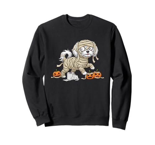 Lustiger maltesischer Mumien-Kürbis Halloween Kinder Herren Damen Sweatshirt Lustiger maltesischer Mumien-Kürbis Halloween Kinder Herren Damen Sweatshirt von Maltese Lovers Cute Halloween Outfits for Boy Girl