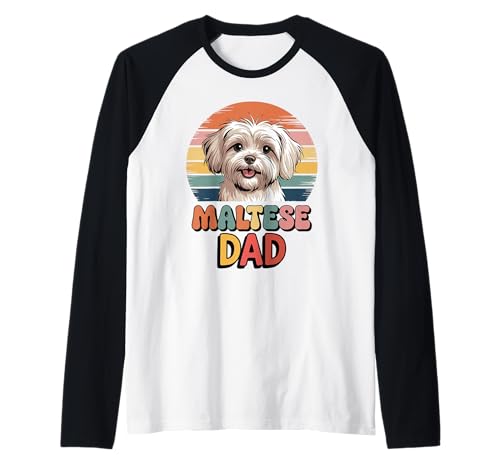 Herren Retro Maltese Dad Raglan von Malteses Maltese Dog Lover Gifts