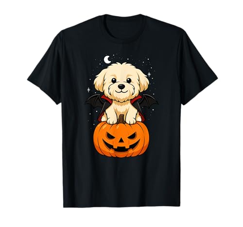 Maltipoo Tierliebhaber Vampir Kürbis Halloween Mama Papa T-Shirt von MaltipooAxis1