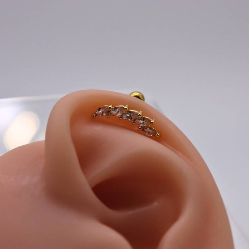 Goldenes Ohrpiercing Mit Zirkonia - 316L Chirurgenstahl 6 Mm Länge 1, 2 Stärke 4 Kugel Helix Tragus Cartilage Schmuck Damen von GlowingMood