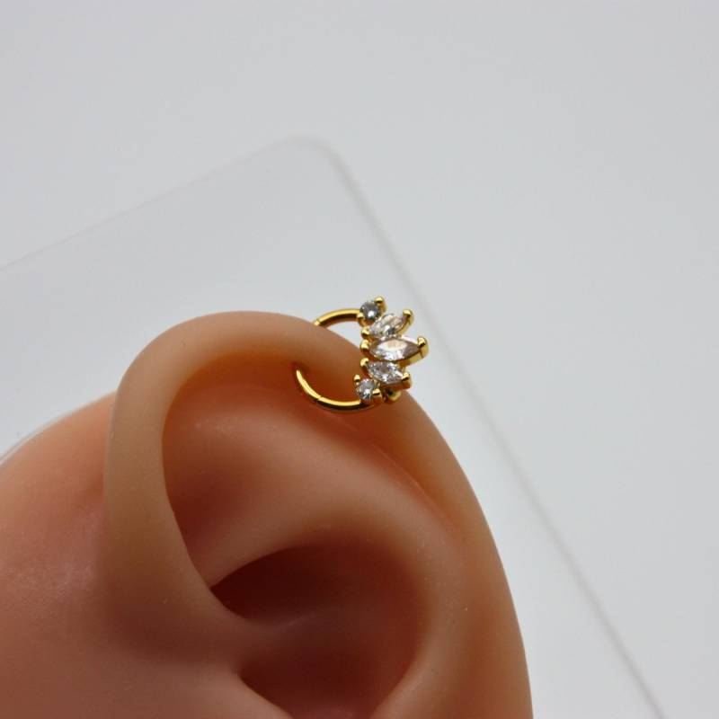 Ohrpiercing Gold Mit Zirkonia - 316L Chirurgenstahl 8 Mm Ring 1, 3 Stärke Helix Piercing Damen Cartilage Schmuck Elegant Vergoldet von GlowingMood