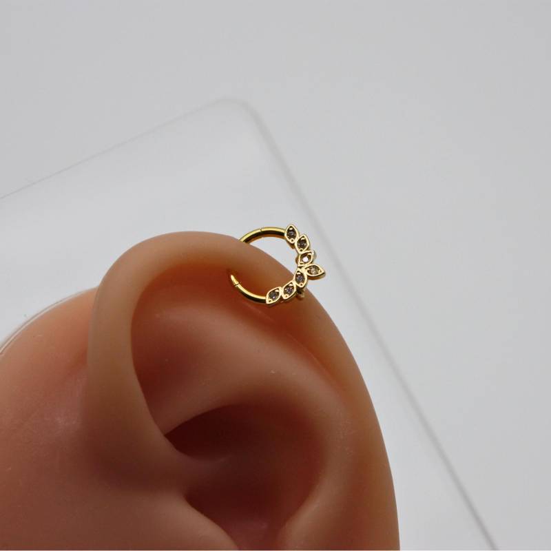 Goldenes Ohrpiercing Ring Mit Zirkonia - 8 Mm 316L Chirurgenstahl 1, 2 Stärke Clicker Für Helix Tragus Septum Cartilage Damen von GlowingMood