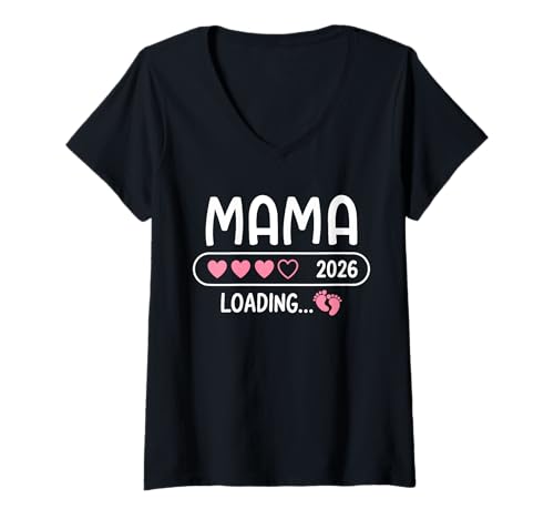 Damen Mama 2026 Loading T-Shirt mit V-Ausschnitt von Mama 2026 loading Shop