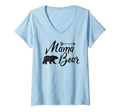 Damen Mama Bear T-Shirt mit V-Ausschnitt von Mama Bear Matching Family Apparel and Gifts