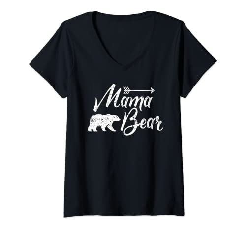 Damen Mama Bear T-Shirt mit V-Ausschnitt von Mama Bear Matching Family Apparel and Gifts