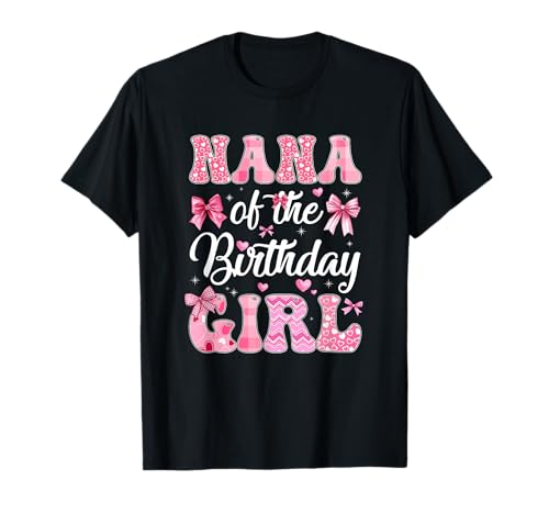 Oma of The Birthday Girl Family Pink Coquette Bow T-Shirt von Mama Coquette 1st Birthday Girl