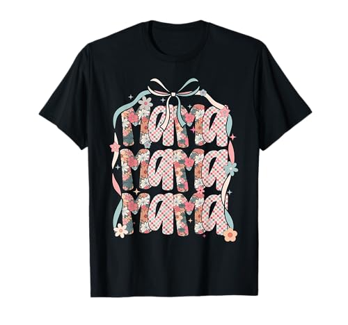 Mama Coquette Schleife Floral Mama Leopard Kariert Muttertag T-Shirt von Mama Coquette Bow Floral Mother's Day Tee