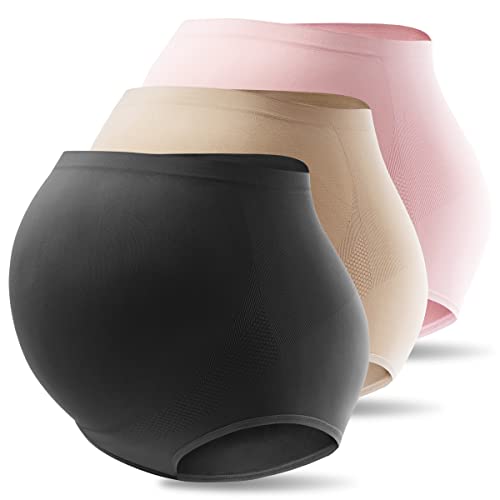 Mama Cotton Frauen über Bauch Umstandsunterwäsche Hohe Taille Nahtlose Schwangerschaft Slips Höschen Multipack, Mehrfarbig, 3er-Pack, L von Mama Cotton