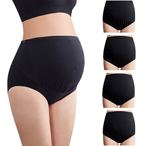 Mama Cotton Women's Over The Bump Maternity Panties High Waist Full Coverage Pregnancy Underwear (All Black 4 Pack, Size-3XL) von Mama Cotton