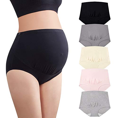 Mama Cotton Women's Over The Bump Maternity Panties High Waist Full Coverage Pregnancy Underwear (Multicolor A 5 Pack, Size-3XL) von Mama Cotton