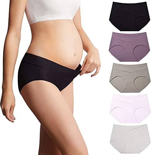 Mama Cotton Women's Under The Bump Maternity Panties Pregnancy Postpartum Maternity Underwear (Color-Multicolor-B 5 Pack, Size-L) von Mama Cotton