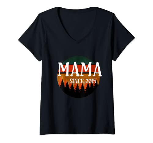 Damen Muttertag - Mama seit 2015 T-Shirt mit V-Ausschnitt von Mama Des Co
