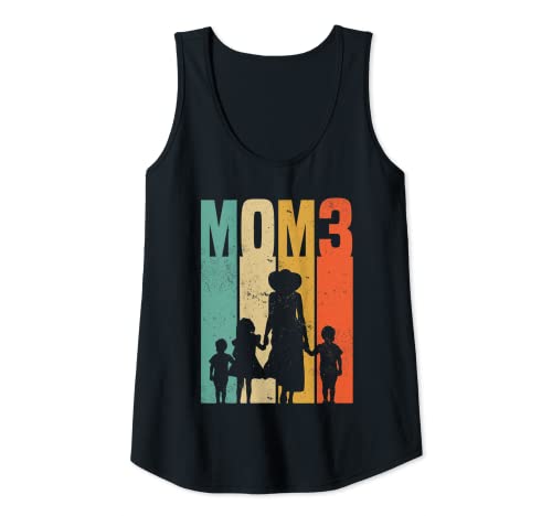 Damen Mom hoch 3 - Mutter von 3 Kindern Dreifach Mama Tank Top von Mama Geschenk Muttertag Werdende Mami