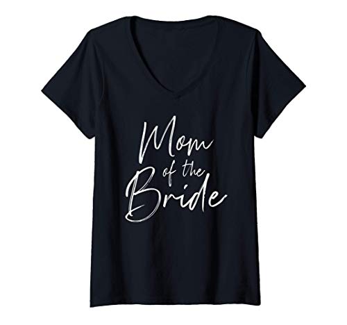 Damen Mama der Braut für Hochzeit und Junggesellinnenabschied T-Shirt mit V-Ausschnitt von Mama Hochzeit Shop