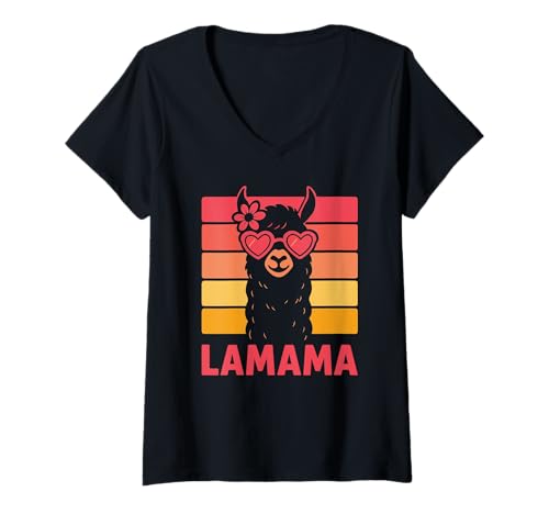 Damen Beste Mama Lamama Mama Lama Frischgebackene Mama Muttertag T-Shirt mit V-Ausschnitt Damen Beste Mama Lamama Mama Lama Frischgebackene Mama Muttertag T-Shirt mit V-Ausschnitt von Mama Lamama Llama Mama Muttertag Baby Ankündigung