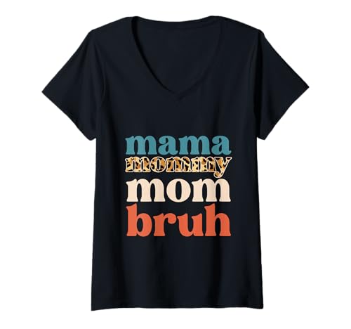 Damen Mama Mama Mama Bruh Vintage Muttertag Mama Lustige Mutter T-Shirt mit V-Ausschnitt von Mama Mommy Mom Bruh Graphic Gifts Mother's Day