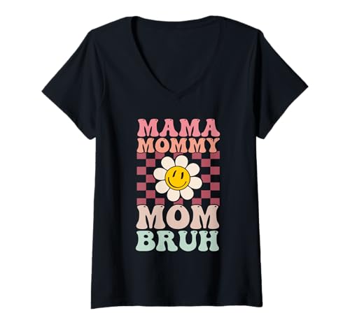 Damen Mama Mama Mama Bruh Vintage Muttertag Mama Lustige Mutter T-Shirt mit V-Ausschnitt Damen Mama Mama Mama Bruh Vintage Muttertag Mama Lustige Mutter T-Shirt mit V-Ausschnitt von Mama Mommy Mom Bruh Graphic Gifts Mother's Day