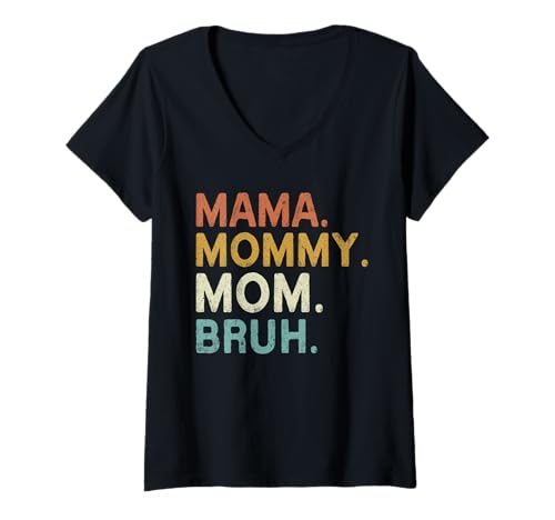 Damen Mama Mama Mama Bruh Vintage Muttertag Mama Retro Mutter T-Shirt mit V-Ausschnitt von Mama Mommy Mom Bruh Graphic Gifts Mother's Day