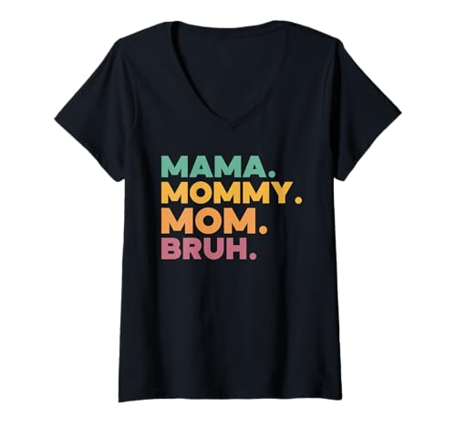 Damen Mama Mama Mama Bruh Vintage Muttertag Mama Retro Mutter T-Shirt mit V-Ausschnitt Damen Mama Mama Mama Bruh Vintage Muttertag Mama Retro Mutter T-Shirt mit V-Ausschnitt von Mama Mommy Mom Bruh Graphic Gifts Mother's Day
