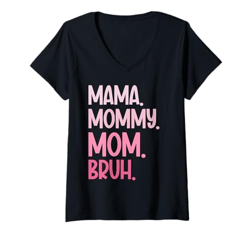 Damen Mama Mama Mama Bruh Vintage Muttertag Mama Retro Mutter T-Shirt mit V-Ausschnitt von Mama Mommy Mom Bruh Graphic Gifts Mother's Day