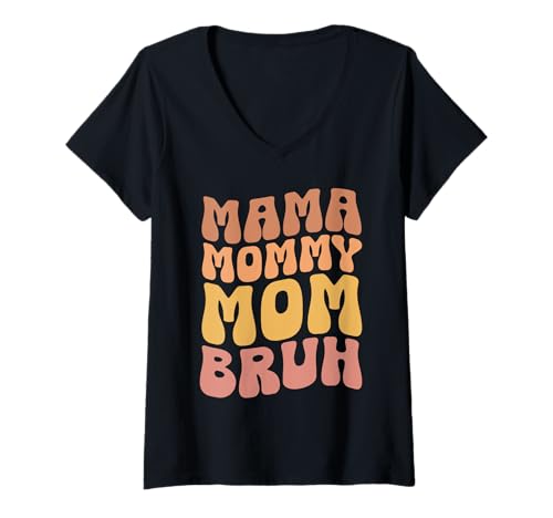Damen Mama Mommy Mom Bruh Muttertag Retro Mama Grafik Mutter T-Shirt mit V-Ausschnitt Damen Mama Mommy Mom Bruh Muttertag Retro Mama Grafik Mutter T-Shirt mit V-Ausschnitt von Mama Mommy Mom Bruh Graphic Gifts Mother's Day
