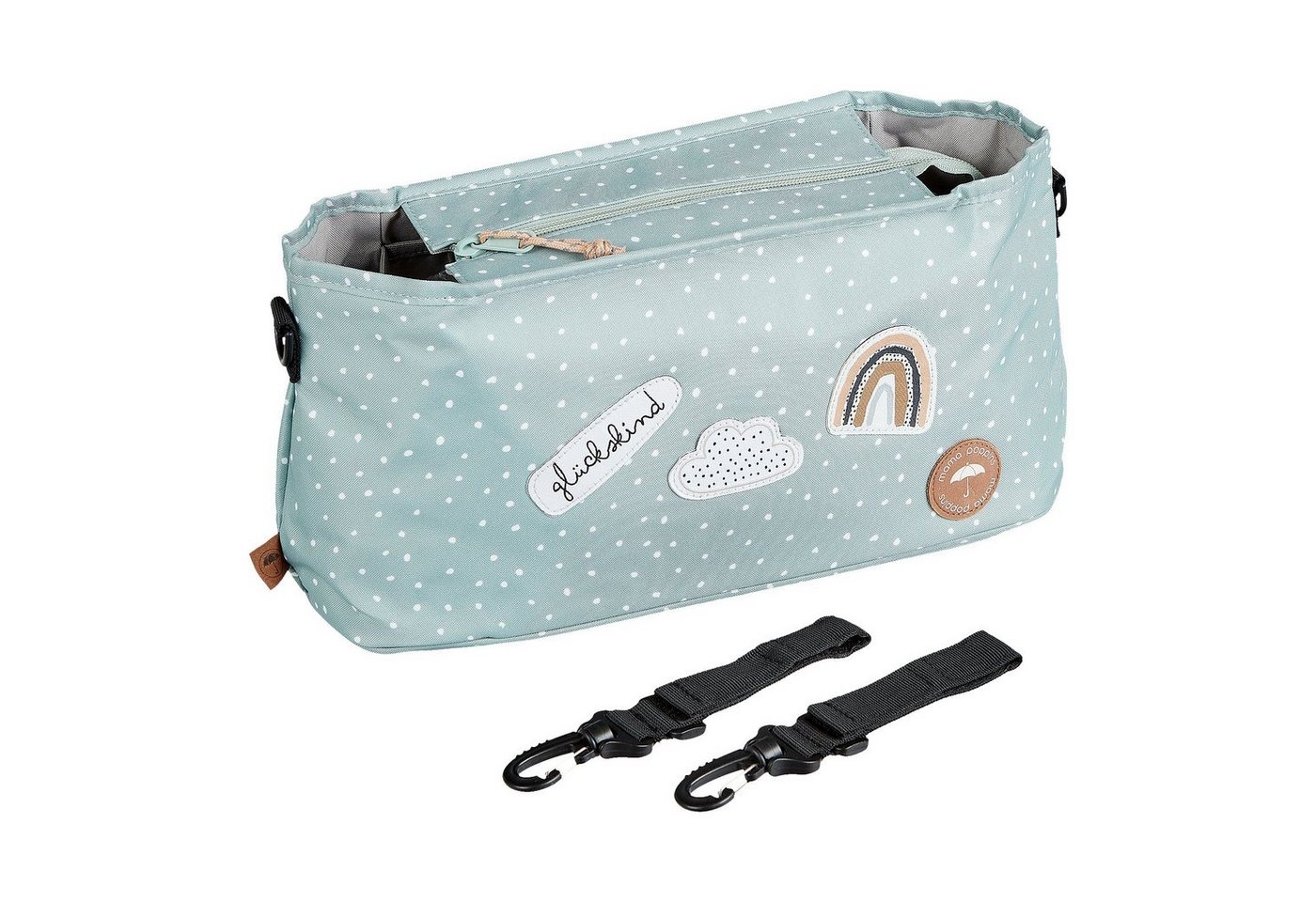 Mama Poppins Germany Kinderwagen-Tasche Kinderwagen Organizer inkl. Befestigungshaken, mit Glückskind" Patch" von Mama Poppins Germany