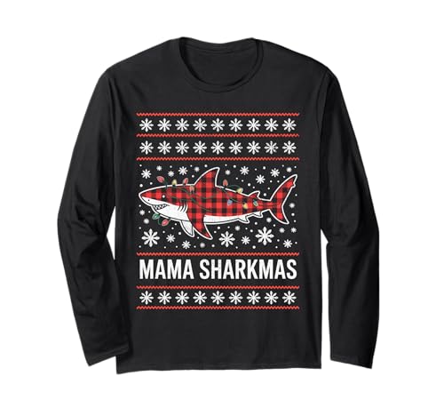 Mama Sharkmas Lustiger Hai Weihnachtsmannmütze Hässlicher Weihnachtspullover Langarmshirt Mama Sharkmas Lustiger Hai Weihnachtsmannmütze Hässlicher Weihnachtspullover Langarmshirt von Mama Shark Santa Hat Ugly Christmas Sweater
