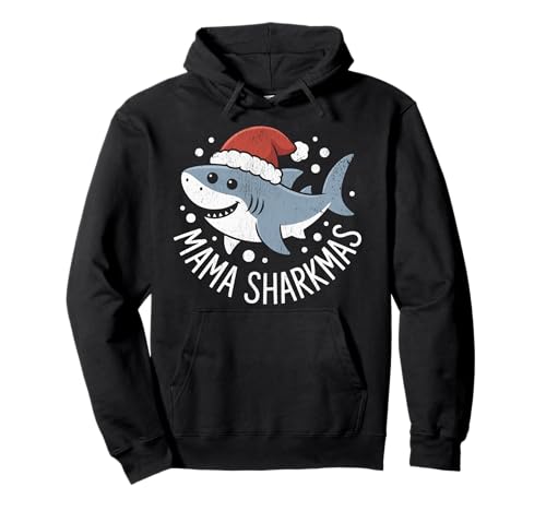 Mama Sharkmas Lustiger Hai Weihnachtsmannmütze Hässlicher Weihnachtspullover Pullover Hoodie von Mama Shark Santa Hat Ugly Christmas Sweater
