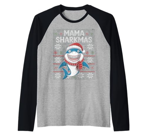 Mama Sharkmas Lustiger Hai Weihnachtsmannmütze Hässlicher Weihnachtspullover Raglan Mama Sharkmas Lustiger Hai Weihnachtsmannmütze Hässlicher Weihnachtspullover Raglan von Mama Shark Santa Hat Ugly Christmas Sweater