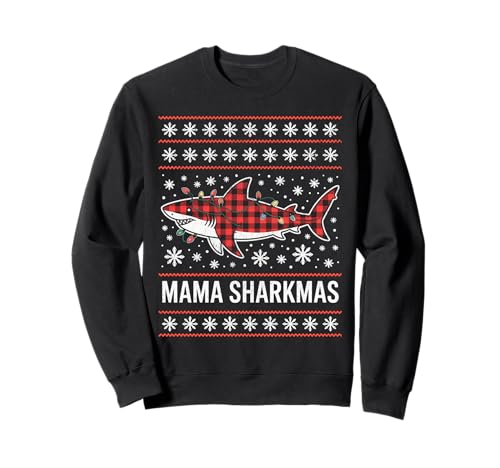 Mama Sharkmas Lustiger Hai Weihnachtsmannmütze Hässlicher Weihnachtspullover Sweatshirt von Mama Shark Santa Hat Ugly Christmas Sweater