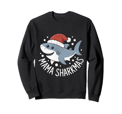 Mama Sharkmas Lustiger Hai Weihnachtsmannmütze Hässlicher Weihnachtspullover Sweatshirt von Mama Shark Santa Hat Ugly Christmas Sweater
