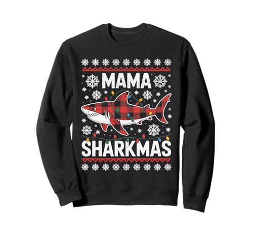 Mama Sharkmas Lustiger Hai Weihnachtsmannmütze Hässlicher Weihnachtspullover Sweatshirt von Mama Shark Santa Hat Ugly Christmas Sweater
