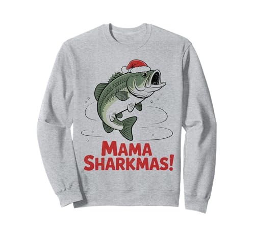 Mama Sharkmas Lustiger Hai Weihnachtsmannmütze Hässlicher Weihnachtspullover Sweatshirt von Mama Shark Santa Hat Ugly Christmas Sweater