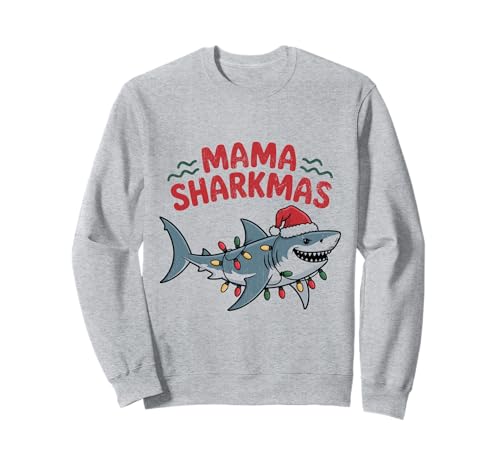 Mama Sharkmas Lustiger Hai Weihnachtsmannmütze Hässlicher Weihnachtspullover Sweatshirt von Mama Shark Santa Hat Ugly Christmas Sweater