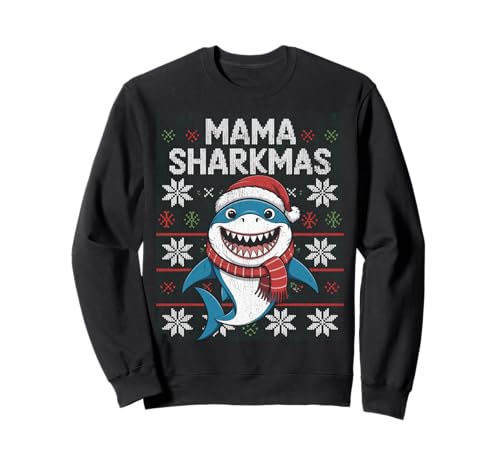 Mama Sharkmas Lustiger Hai Weihnachtsmannmütze Hässlicher Weihnachtspullover Sweatshirt Mama Sharkmas Lustiger Hai Weihnachtsmannmütze Hässlicher Weihnachtspullover Sweatshirt von Mama Shark Santa Hat Ugly Christmas Sweater