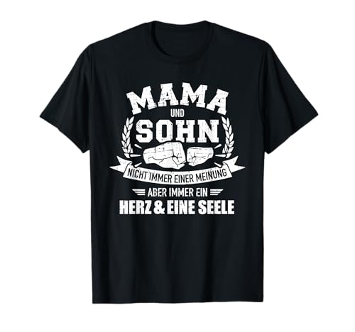 Mama und Sohn Herz und eine Seele Spruch T-Shirt von Mama Sohn Geschenke