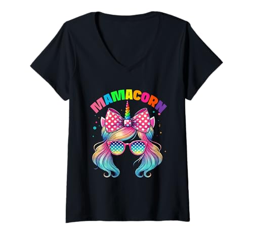 Damen Mamacorn Einhorn-Liebhaber, bunte Eltern, Mutter, Regenbogen-Frauen T-Shirt mit V-Ausschnitt Damen Mamacorn Einhorn-Liebhaber, bunte Eltern, Mutter, Regenbogen-Frauen T-Shirt mit V-Ausschnitt von Mama Unicorn Costume Mother's Day Gifts